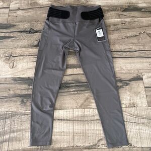 NWT Tommie Copper 2 Pocket Adjustable Back Support Leggings 24” Gray Size Medium